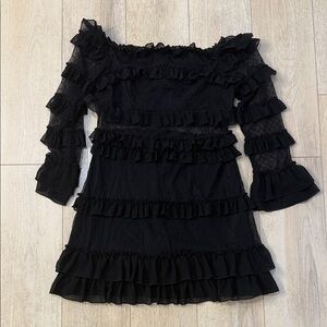VENUS Black Strapless Ruffle Tiered Dress Women’s Size 12
